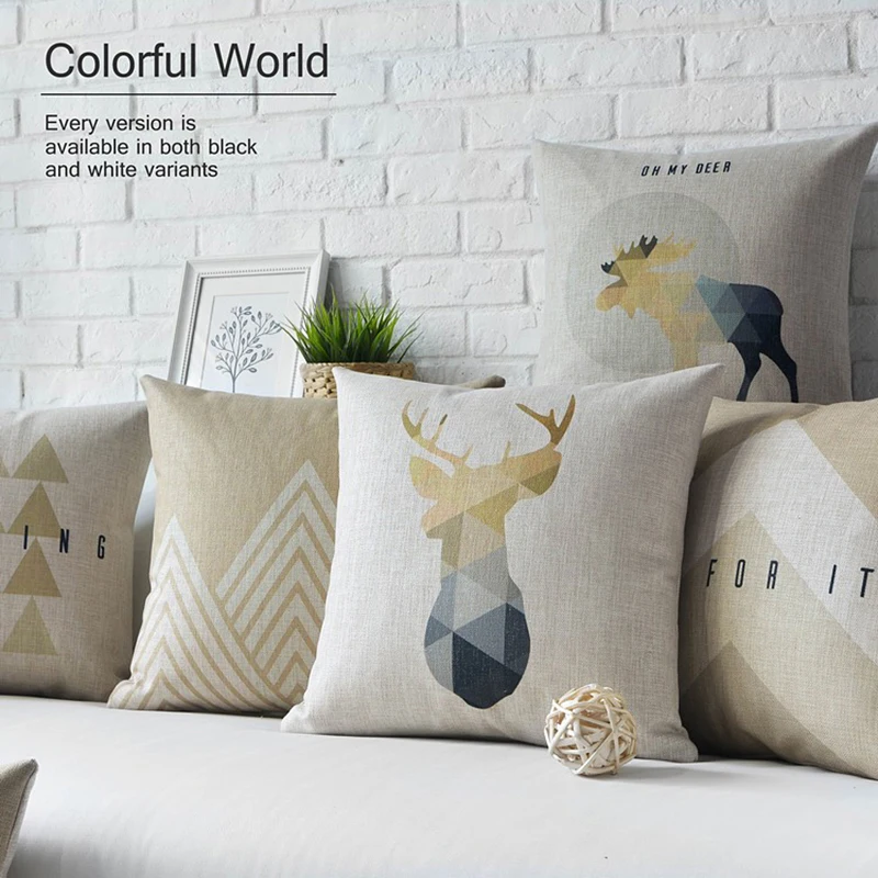 Скандинавская современная простая Подушка с оленем геометрические подушки