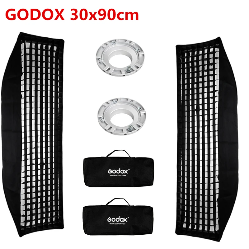2 шт. софтбокс Godox 30x120 см с сотовой сеткой Bowens крепление для Godox DE300 SK400II DE400 фотостудия стробоскоп вспышка светильник