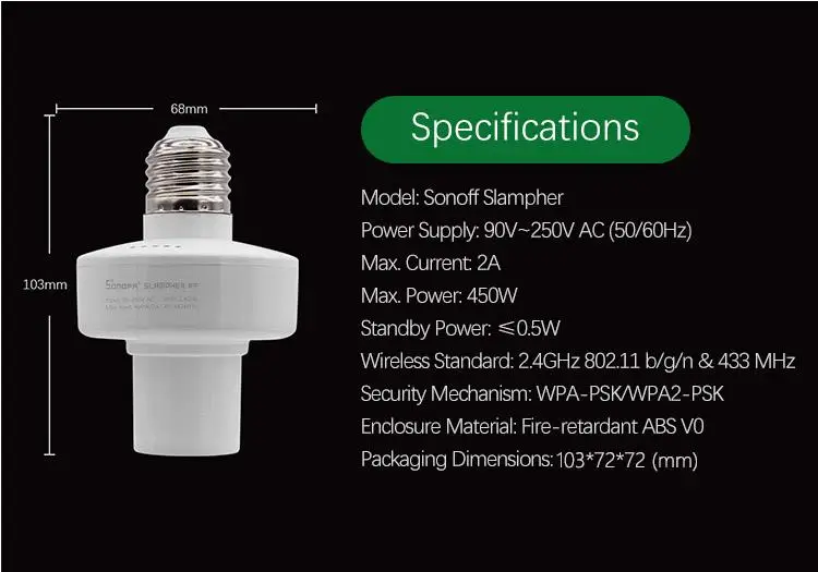 E27 Slampher RF WiFi 433MHz беспроводной умный светильник держатель лампы пульт дистанционного управления модули для автоматизации умного дома через телефон