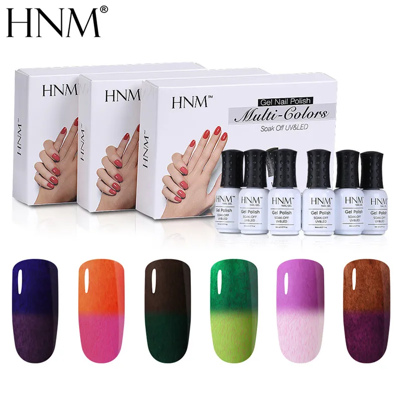 

HNM 6Pcs/set Newly UV Gel Nail Polish Cat Eye Sets 8ML Holographic Hybrid Varnish Lucky Lacquer Stamping Painting Gellak Kit