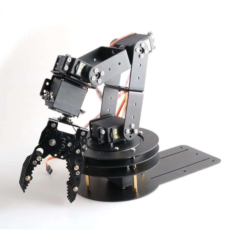 

Robotic Manipulator 6 Dof Metal Robot Arm (3D Rotation Base+ Metal Mechanical Claw + 6 pcs High Torque Servos RC Toy