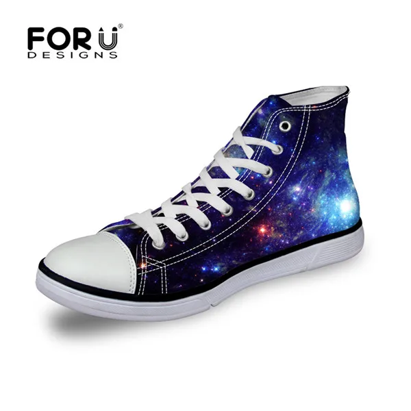 D0352AK FORUDESIGNS/Модная женская повседневная обувь с принтом Галактики, Вулканизированная парусиновая обувь с высоким берцем женская обувь на плоской подошве со шнуровкой для девочек, tenis feminino - Цвет: D0352AK