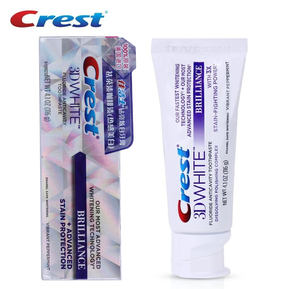 

Crest 3D White Brilliance Advanced Whitening Toothpaste Teeth Whitening Anticavity Tooth Paste Squeezer Toothpaste 116g