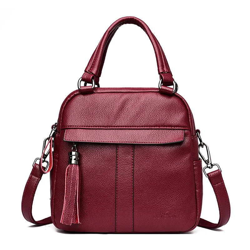 

New Genuine Leather Ladies backpack Multifunctional Shoulder Bags Vintage Tassel Women Travel Bags Female Mochila Feminina