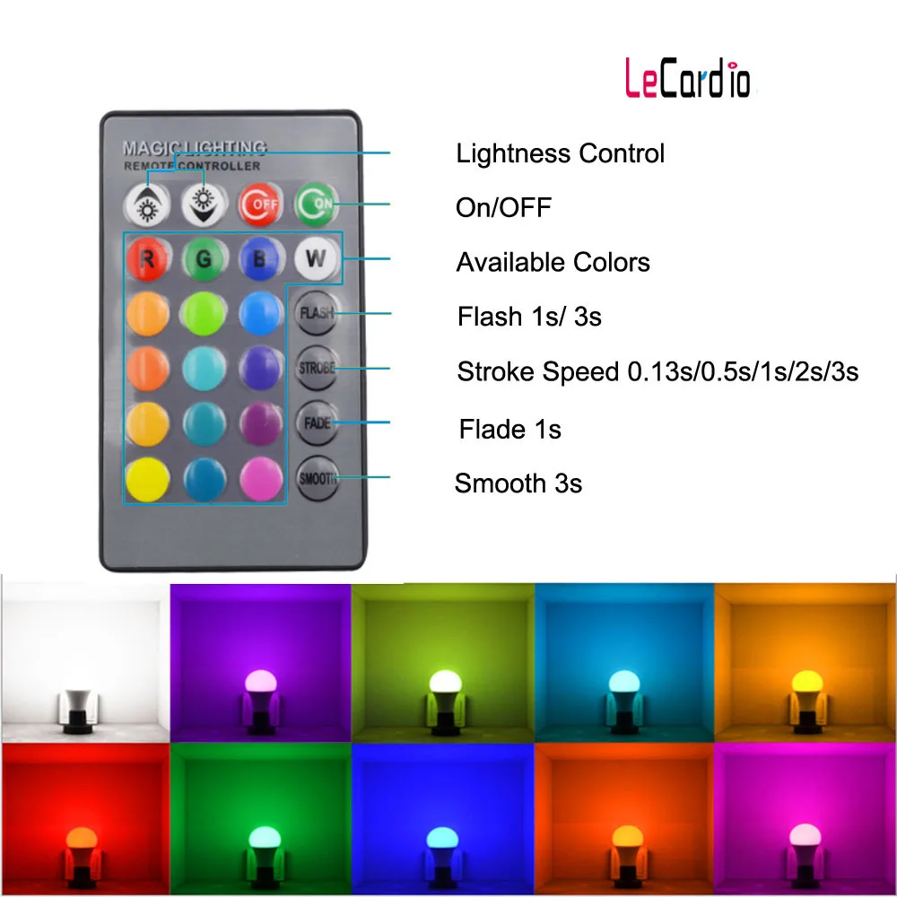 E27 LED Color Changing Magic Bulb 10W 110V 120 220V RGB Smart IR Remote Control Light Multicolor Dimmable Memory Home Lamp | Лампы и