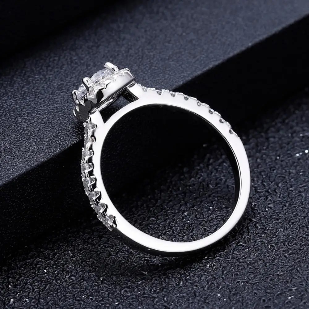 GEM'S балетное 925 пробы Серебряное кольцо Halo для помолвки 0.5Ct 5 мм EF цвет gisel кольца с муассанитом для женщин ювелирные украшения