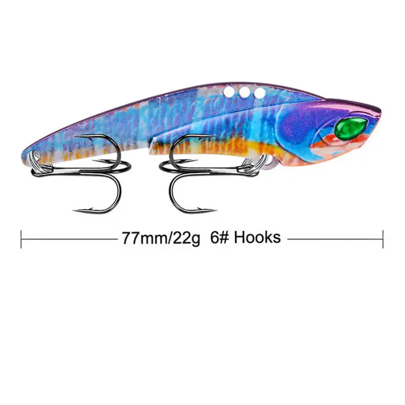 

6pcs 22g/7.7cm Metal Fishing Lure Jig Lead Artificial Fishing Bait Hard Jigging 8# Treble Hook Saltwater Freshwater Crankbaits