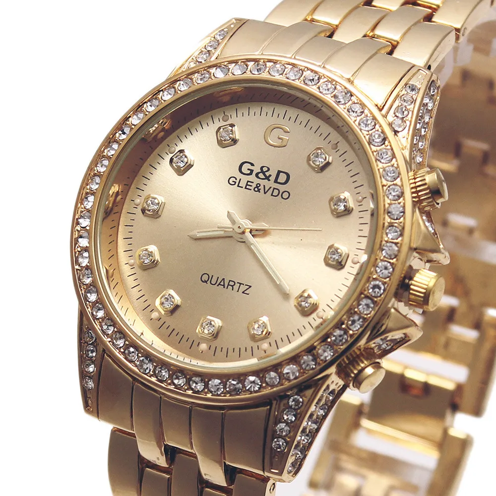 

G&D Women Quartz Wristwatches Golden Stainless Steel Relojes Mujer Luxury Top Brand Lady Dress Watch Relogio Feminino Gift Boxes