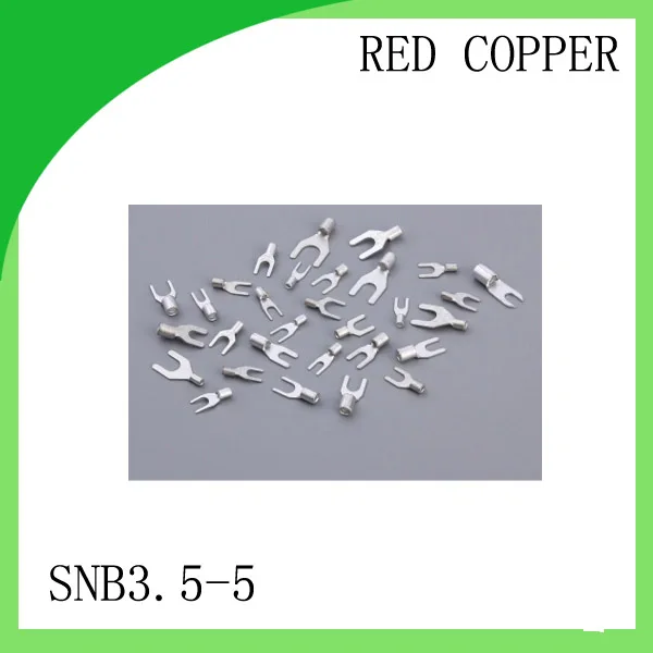 

High Quailty Red copper 1000 PCS SNB3.5-5 Cold Pressed Terminal Connector 14AWG - 12AWG Fork Type terminal