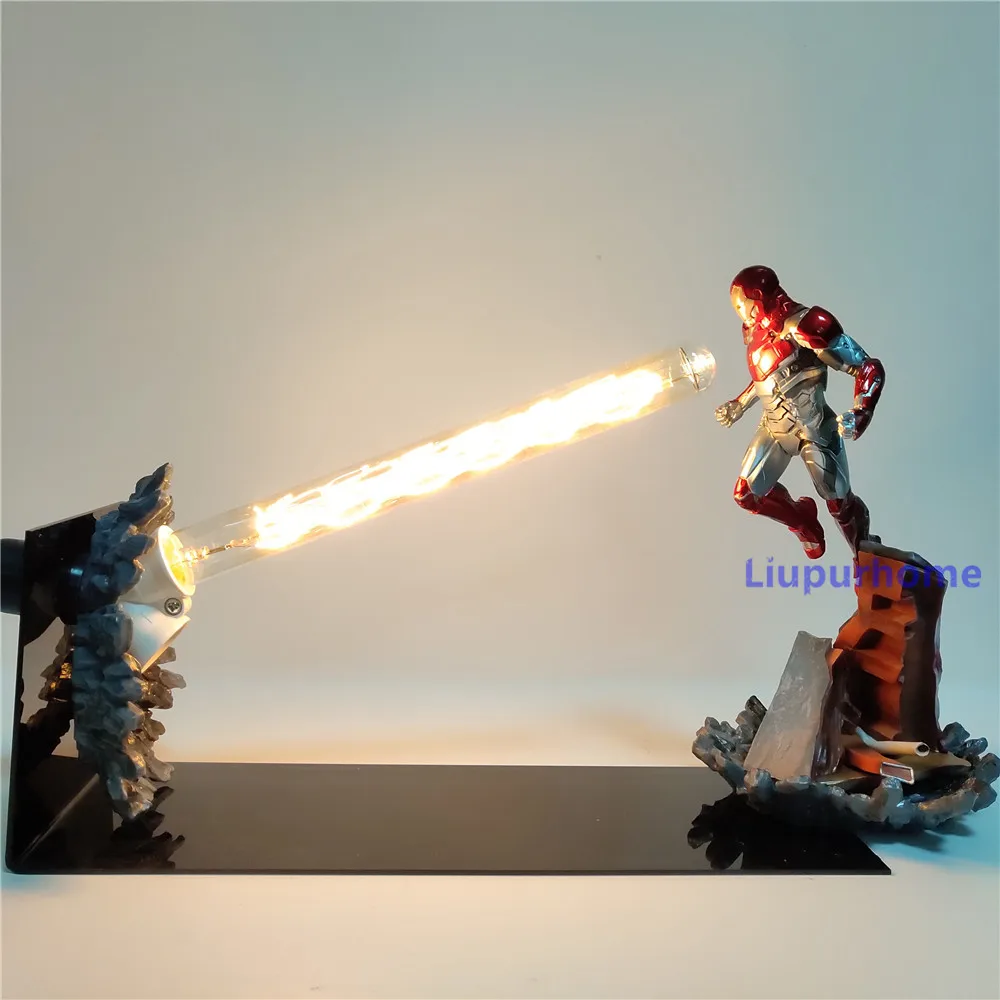 The Avengers Iron Man MK47 Laser Cannon LED Night Light Avengers Endgame Iron Man LED Table Lamp for Bedroom Home Xmas Gift MY3