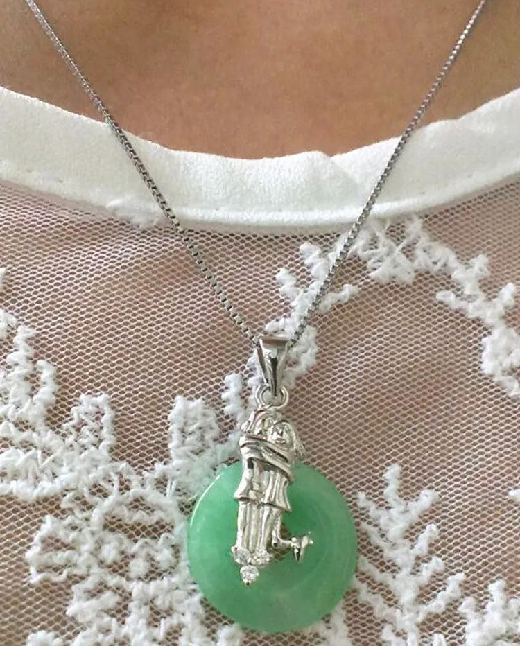 

Vintage Design Pendant Necklaces real 925 Sterling Silver with Green Nature Stone fashion Jewelry S0038