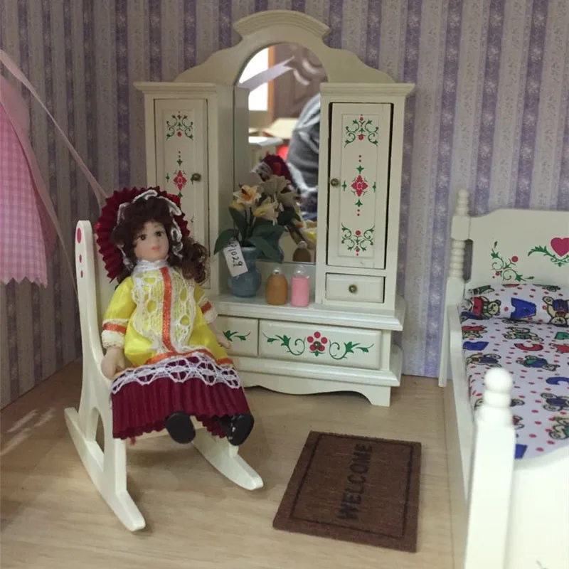 Мебель для кукольного домика Doub K 1:12 игрушка кукол белый миниатюрный шкаф кровати