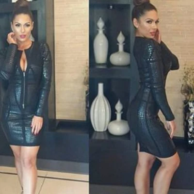 Бандажное платье с длинным рукавом на молнии спереди|bandage dress|bandage dress wholesalehl bandage |