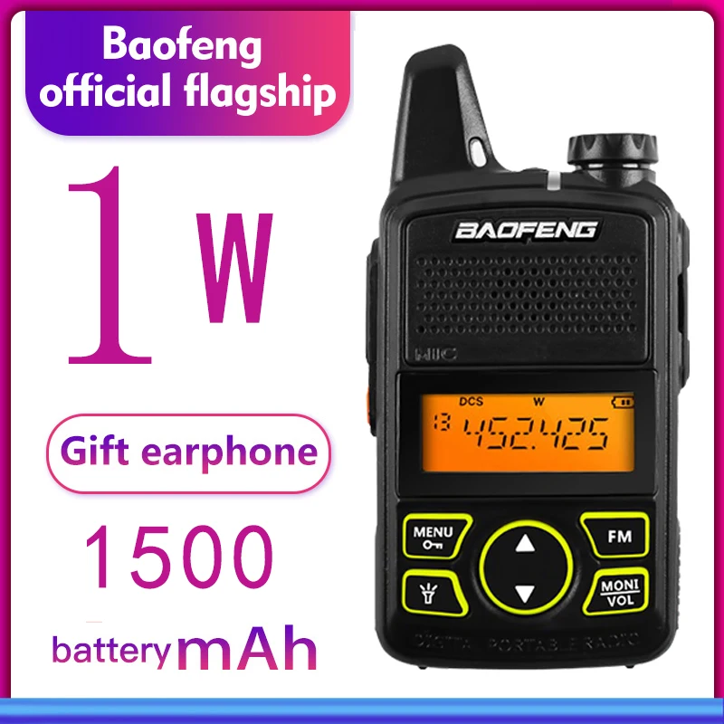 Baofeng bf t1 детская рация мини двухстороннее радио UHF портативная FM функция USB ультра