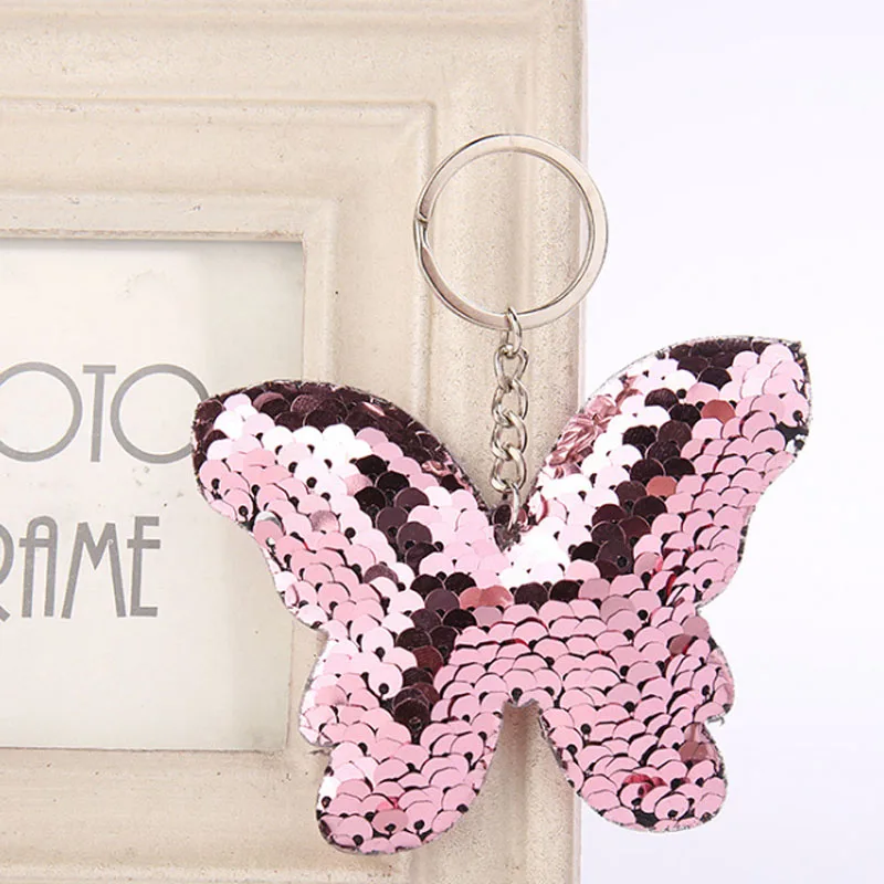 Лидер продаж брелок бабочка с блестками и помпоном брелки для женщин девочек