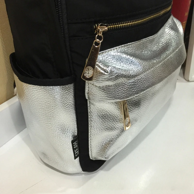 Gold Color Women Nylon Backpack For Teenager Girls Bagpack Mochila Feminina Casual School Shoulder Bags Waterproof | Багаж и сумки