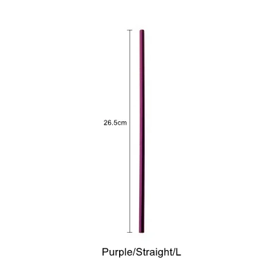Purple-Straight-L Скандинавские красочные 304 нержавеющая сталь питьевой соломинки многократного использования изогнутая металлическая соломинка Высокое качество трубка Офис Бар посуда для напитков аксессуары - Цвет: Purple-Straight-L