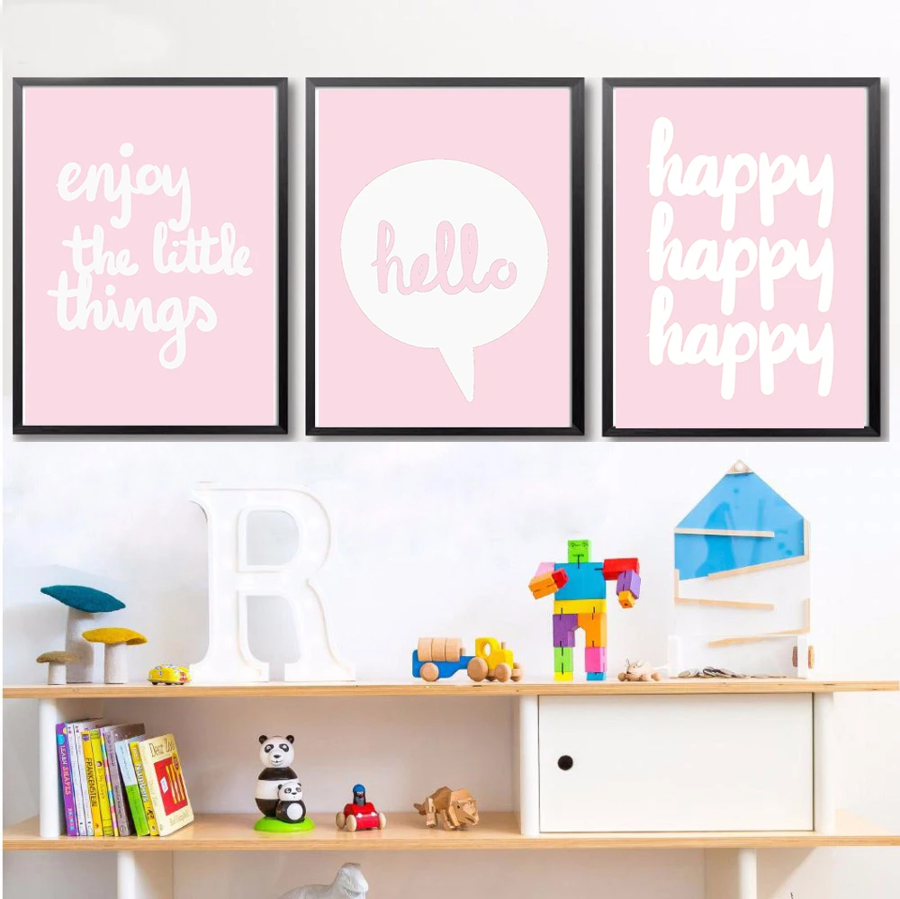 Little Baby Girl Pink Canvas Poster Life Quote Art Prints for Kids Children Nursery Wall Picture Bedroom Decor | Дом и сад