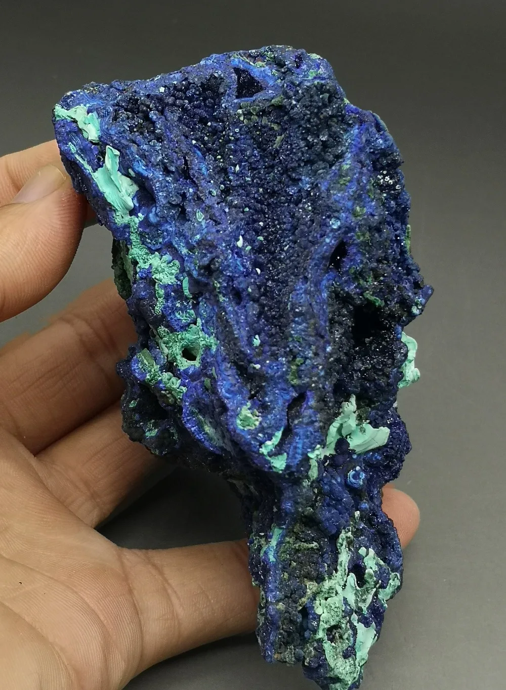 372 г Сияющий драгоценный камень Azurite кристалл с малахитовым минеральным образцом