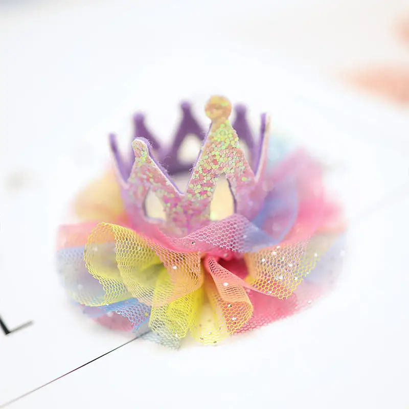 T4 hairpin Balleenshiny повязка на голову для малышей корона заколка для волос для девочек кружевная марлевая заколка для волос в форме короны повязка для волос аксессуары для юбки детский головной убор - Цвет: T4 hairpin