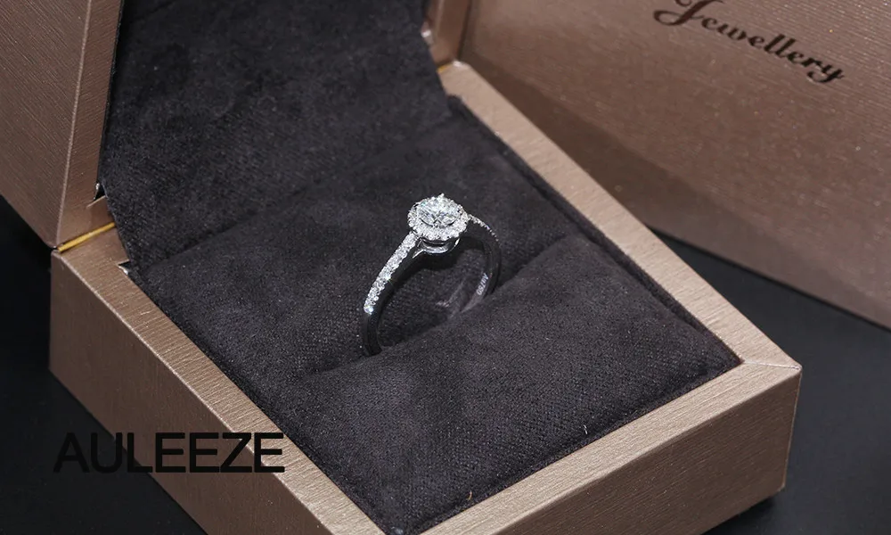 Halo, 0.3CT, Муассанит, обручальное кольцо, 925 пробы, Серебряное ювелирное изделие, лабораторный алмаз, обручальные кольца для женщин, серебряные ювелирные изделия