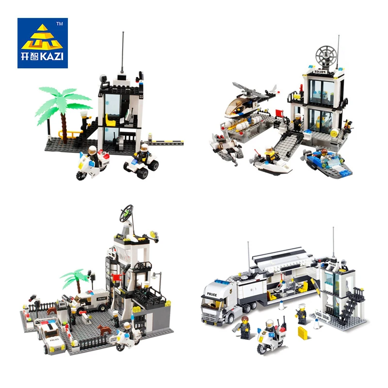 Конструктор Кази полицейский участок вертолет для грузовиков модели