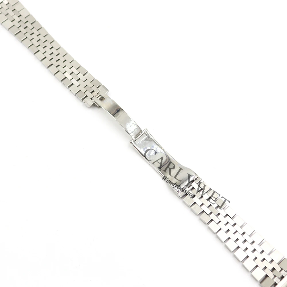 CARLYWET 20mm Wholesale 316L Stainless Steel Jubilee Silver Solid Screw Links Wrist Watch Strap Bracelet Belt With Curved End
