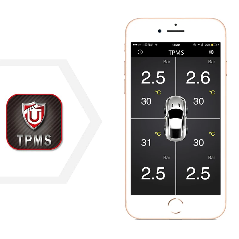 

TPMS Car Tire Pressure Monitoring System Bluetooth 4.0 Low Energy Internal External For Android
