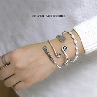 xiyanike simple fashion silve plated exquisite leaves and flower open adjustable women bracelets thai ethnic hand made