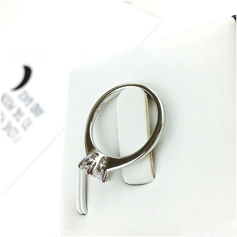 Real Sterling Silver 925 0.5ct 5mm 6 Prong Moissanite Solarite Ring Engagement Wedding Rind Lab Diamond For Women | Украшения и