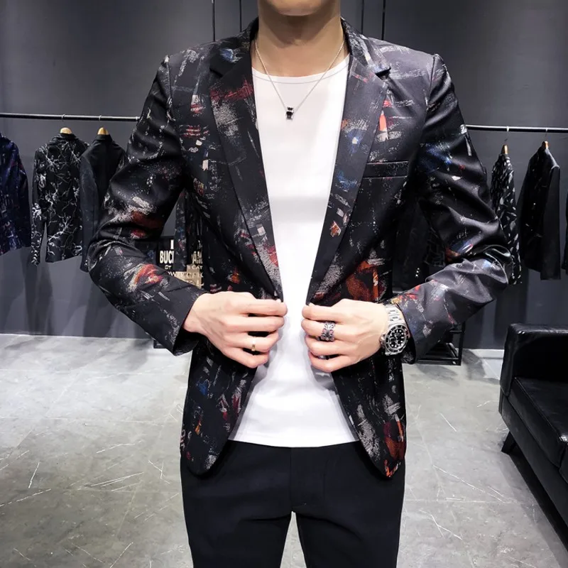 2019 новый дизайн блейзер для мужчин одна кнопка повседневное Slim Fit пиджаки Черный