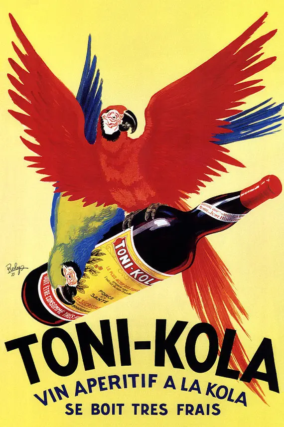Ретро рекламные плакаты Toni Kola винная реклама Классическая Настенная Наклейка