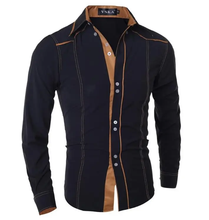Camisas бросился дропшиппинг Для мужчин Мода года Для мужчин с длинными рукавами рубашка сплошной Цвет лацкане бренд Повседневное~ 2XL, размер 2XL = США L, gx70