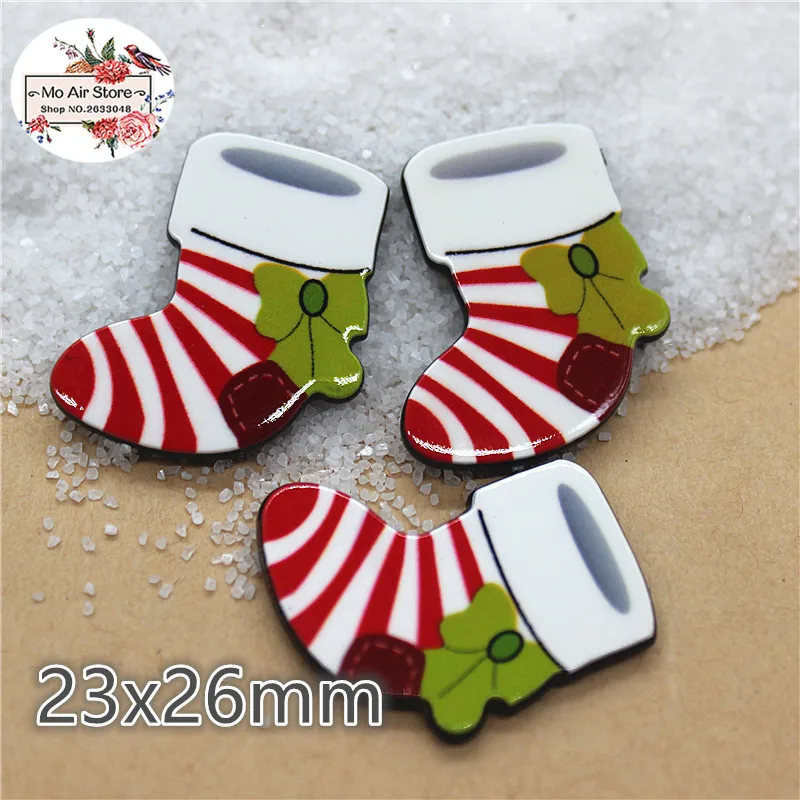 10 шт. плоский полимер Рождественский чулок украшение с плоской спинкой