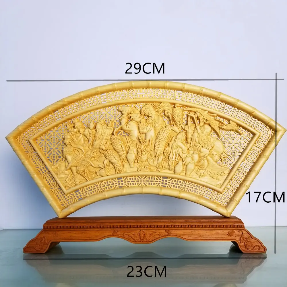 Eagle Fan Shaped Wooden Sculpture Ornaments Eight Cents Across The Sea Chinese Legend Figure Home Decorations | Дом и сад