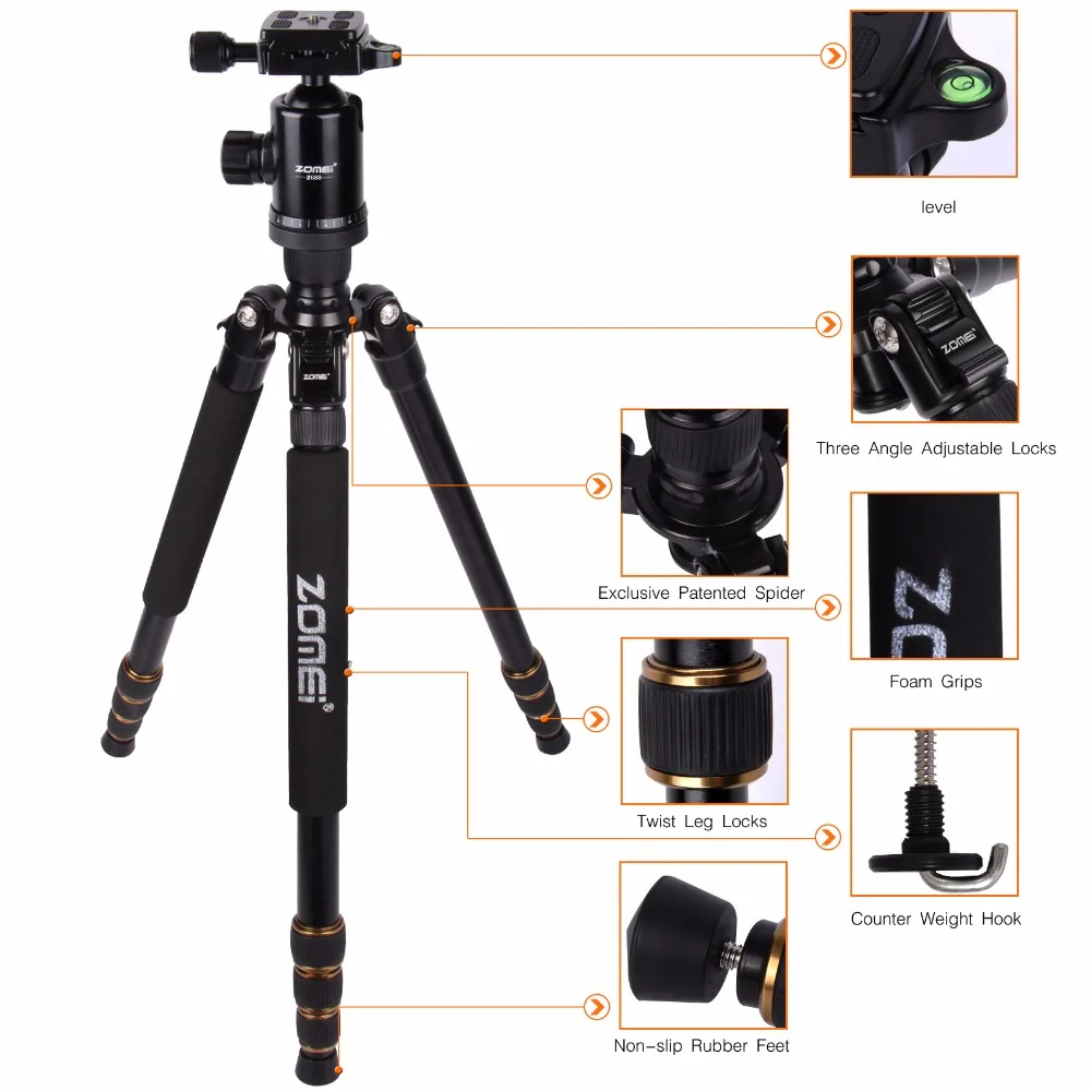 Zomei Z668 Z 668 Профессиональный фотографический дорожный Компактный алюминиевый