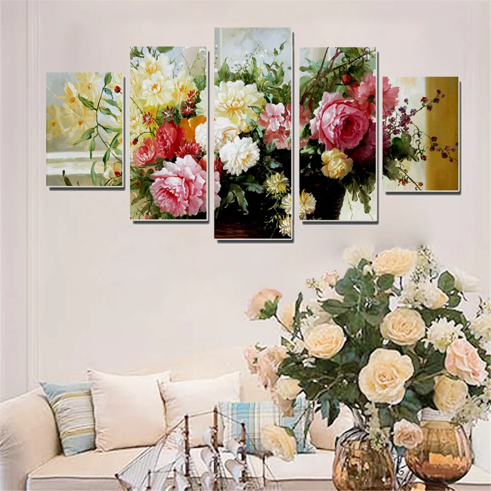 5 шт. декоративная картина маслом на холсте цветов|print on canvas|decorative printspainting color |