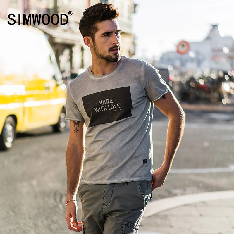 SIMWOOD 2019 брендовая модная повседневная мужская футболка летний короткий рукав