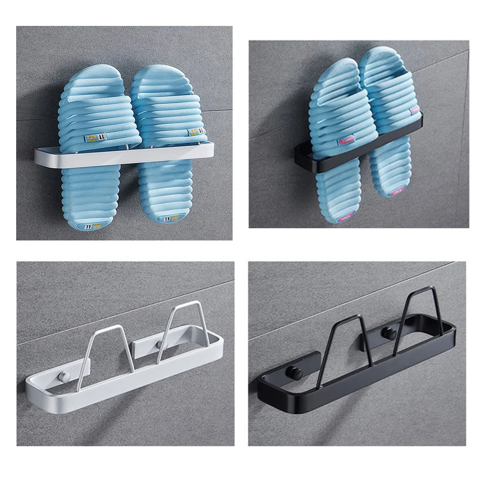 Black Silver Space Aluminum Slippers Shelf Bathroom Shoe Rack Modern Afterdoor Storage | Обустройство дома