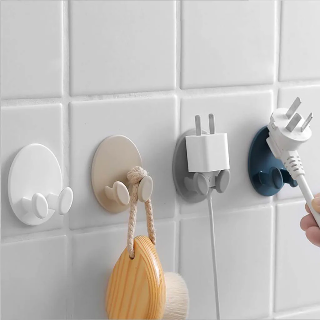 Plug Attached Hook Wall Useful Plastic Power Cord Socket Storage Rack Hang Sticky Bracket Convenient | Дом и сад