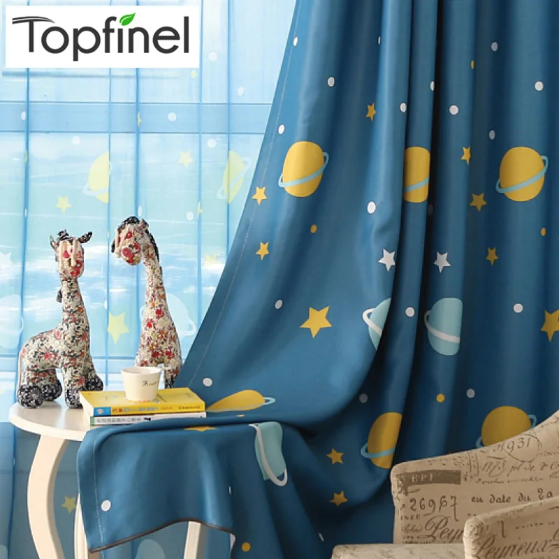 Topfinel новинки Шторы для спальни с узорами планета и звезда Шторы для детей Детская комната Шторы плотные затемненные шторы Тюль для окна