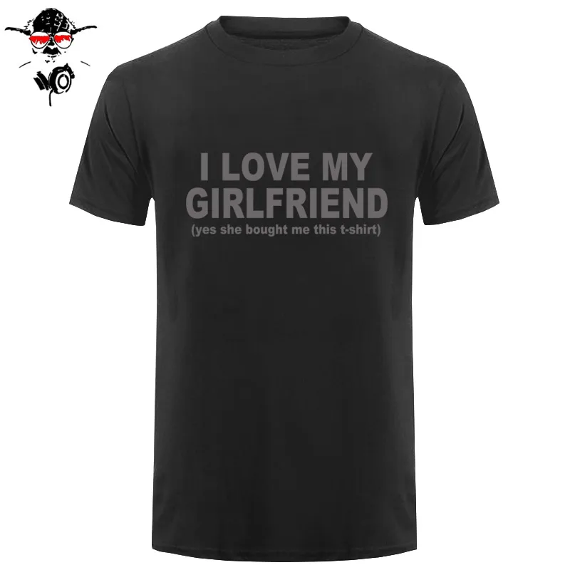 Новая модная футболка с принтом I Love My Girlfriend, забавная Мужская Подарочная Футболка с принтом бойфренда, хлопковые футболки с коротким рукавом