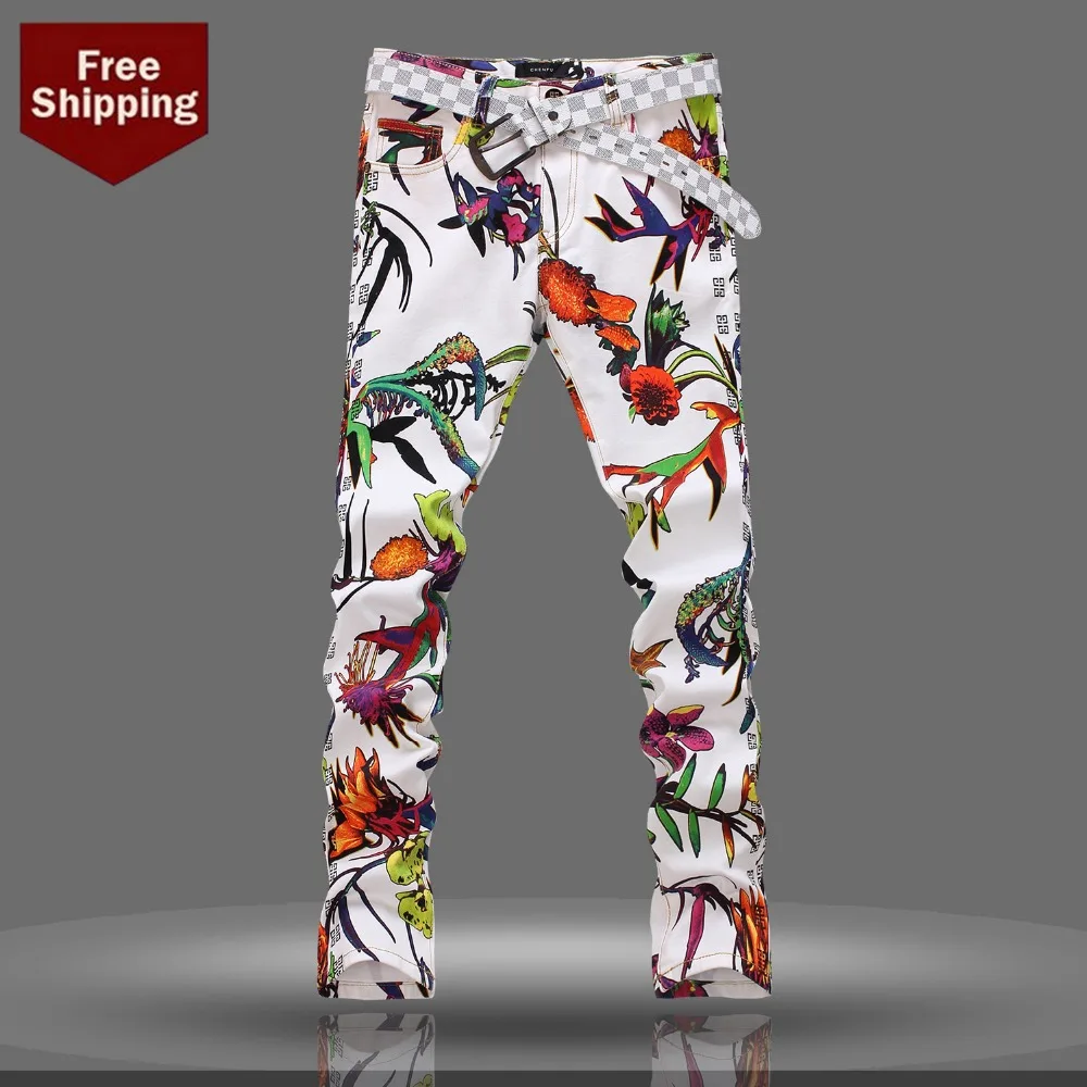 28-40! Ковбойские модные повседневные брюки с цветным рисунком или мужская одежда