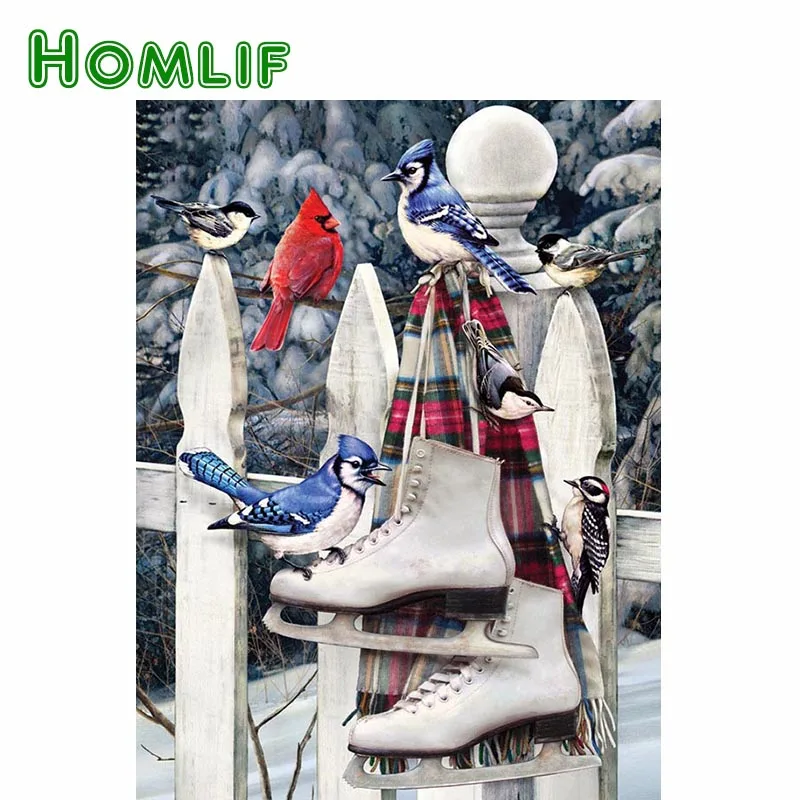 HOMLIF полный квадратный Круглый Алмаз 5d diy Алмазная картина зима Катание на коньках