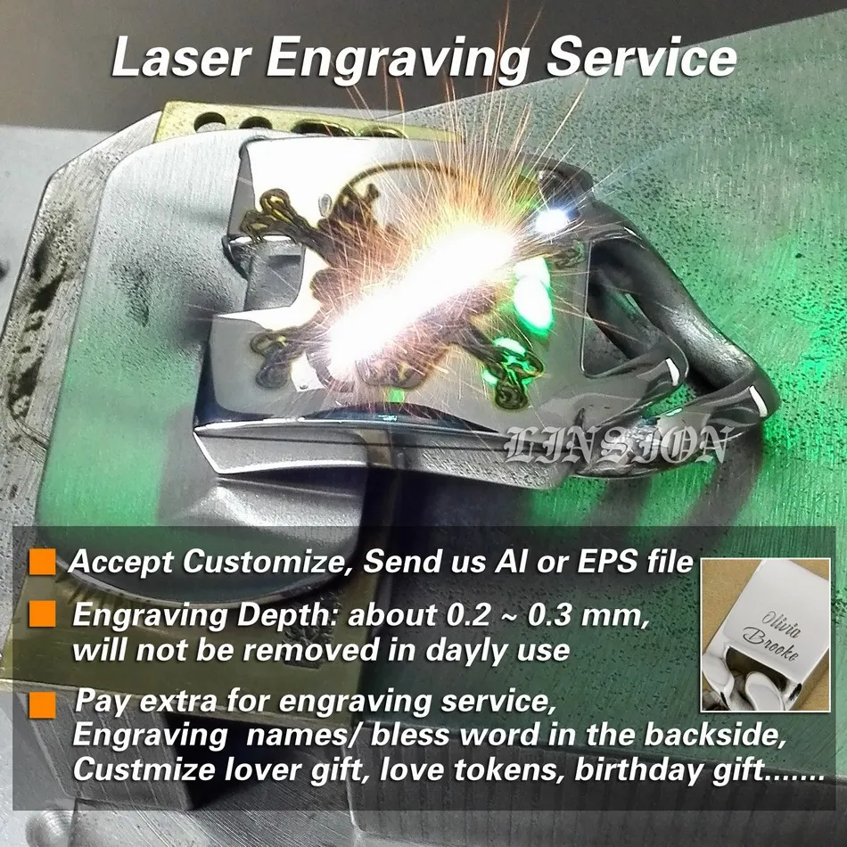 Мужской браслет 5C104 из нержавеющей стали с глубокой лазерной гравировкой в стиле