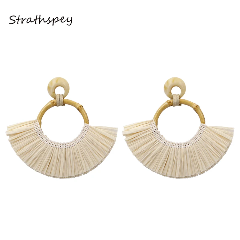 STRATHSPEY 2019 Raffia серьги для женщин богемный большой кулон массивные бамбуковая