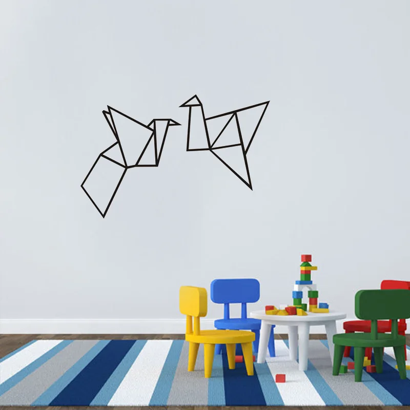 Геометрия бумажных журавликов стикер Dot Pattern Зеленый ПВХ стены наклейки Товары