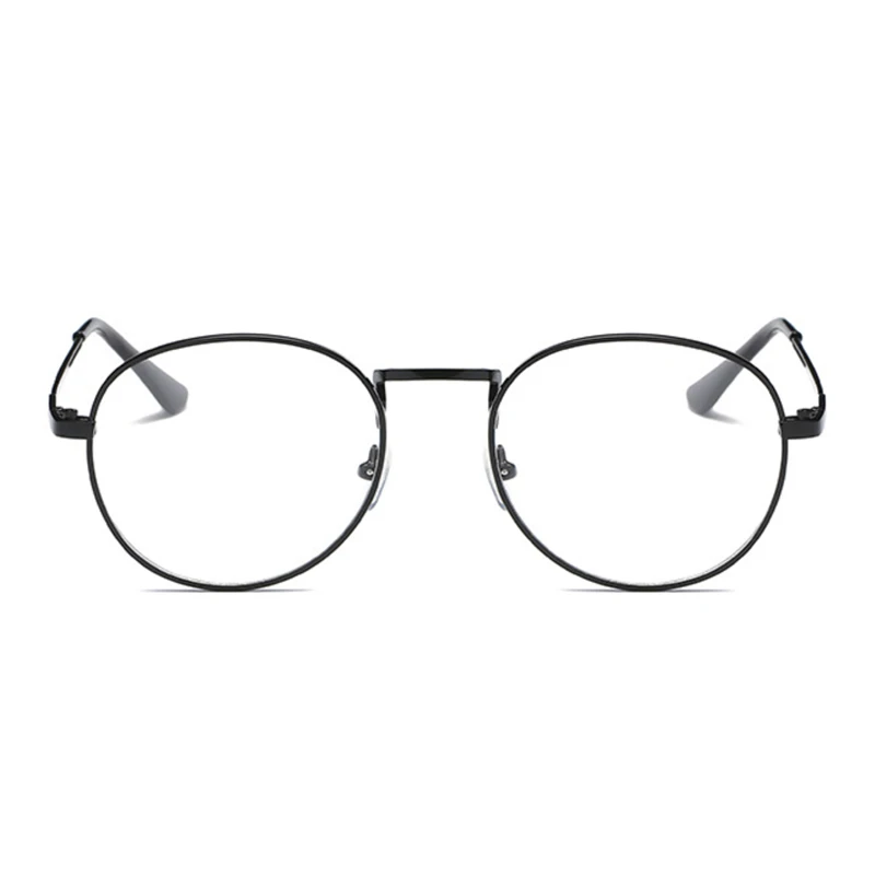Женская оправа для очков металлическая круглая с прозрачными линзами черная