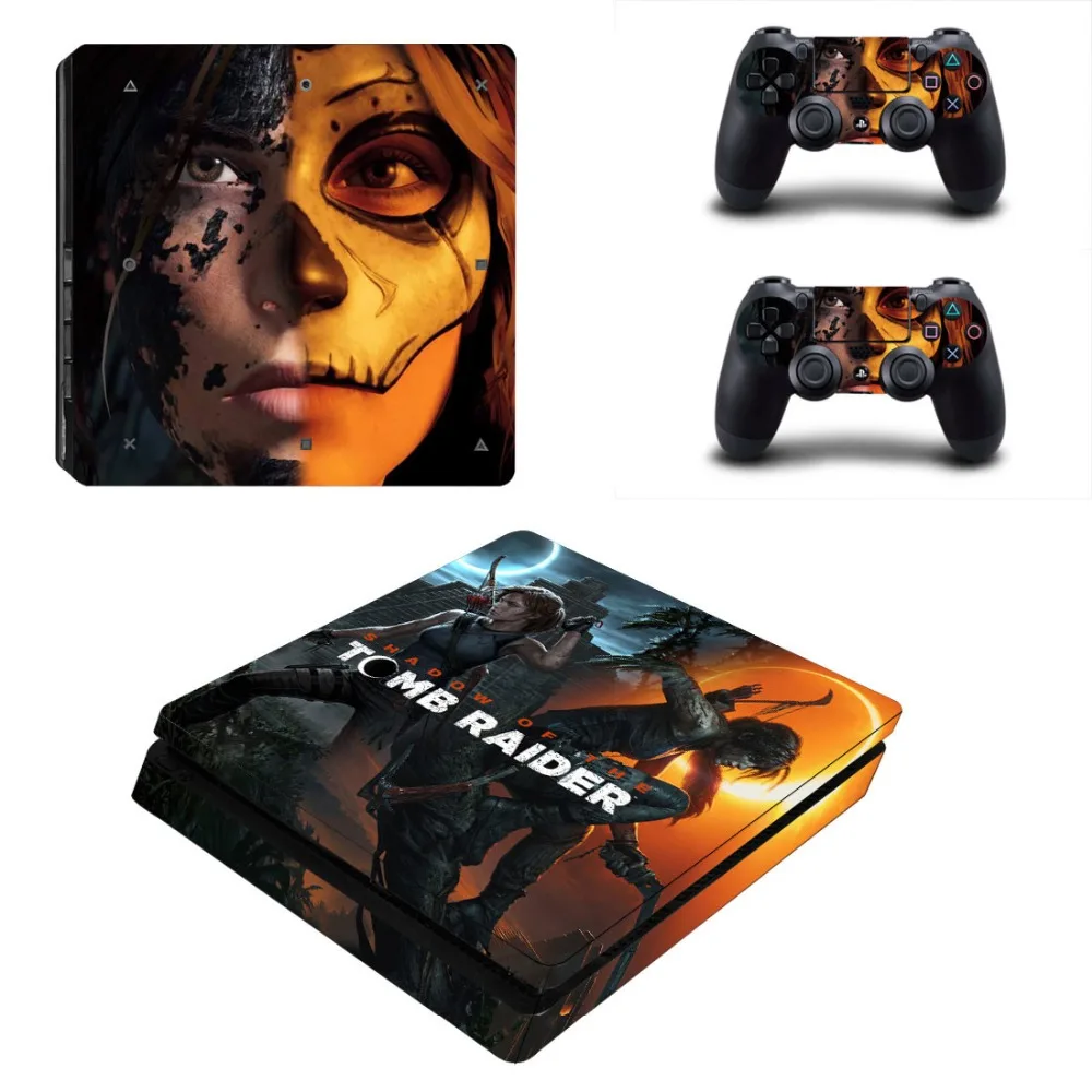 Виниловая наклейка Shadow of The Tomb Raider PS4 Slim Skin для консоли Playstation 4 и 2 контроллера