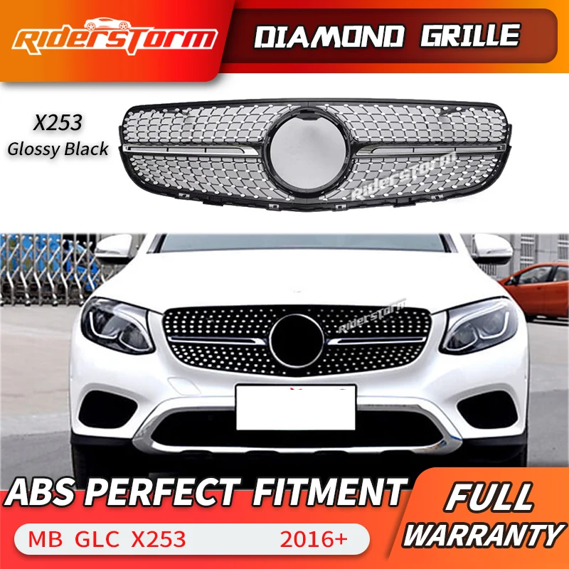 Для X253 Алмазная решетка передний гриль для GLC GLC200 GLC250 GLC300 Sport glC450 GLC63 ABS|Гоночные